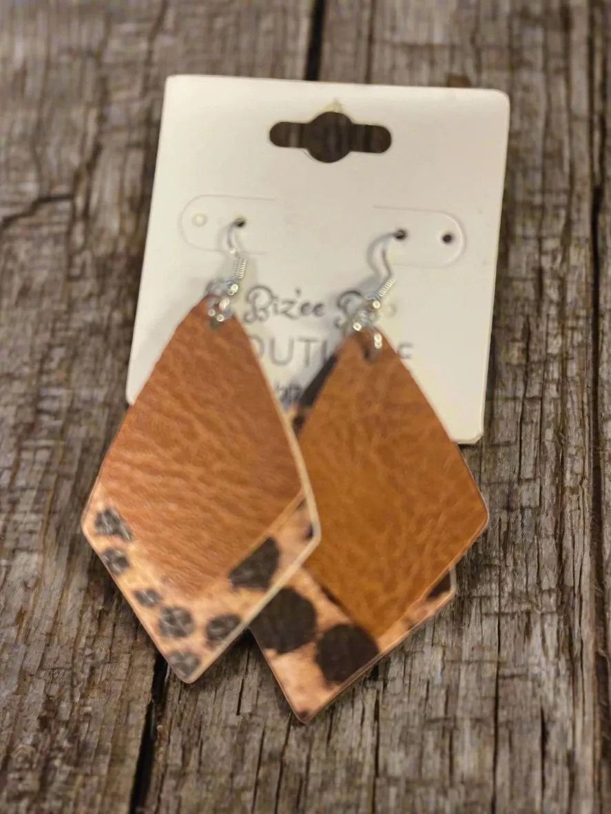 2 Layered Leopard Earrings