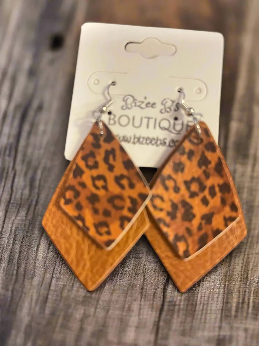 2 Layered Leopard Earrings