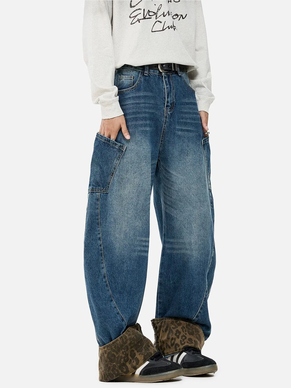 Aelfric Eden Leopard Print Barrel Cuffed Jeans