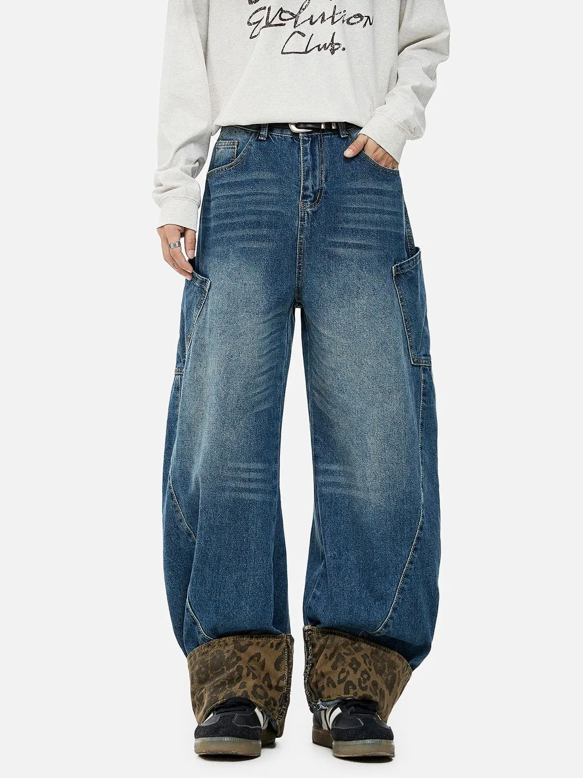 Aelfric Eden Leopard Print Barrel Cuffed Jeans