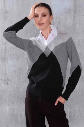 Alison Sheri A44305 Jumper V-Neck Grey