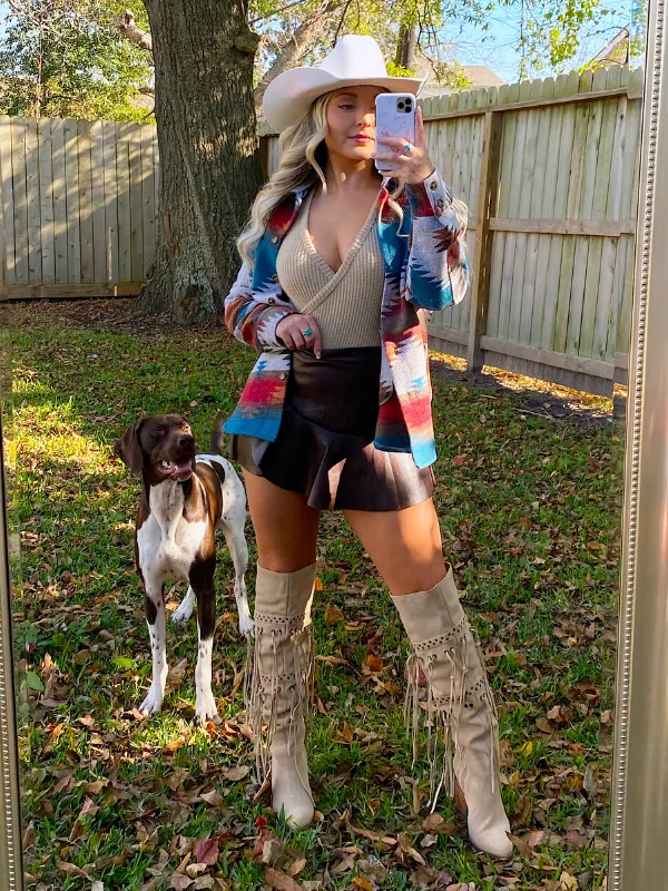 Amarillo By Morning Aztec Shacket, Teal Orange Mix