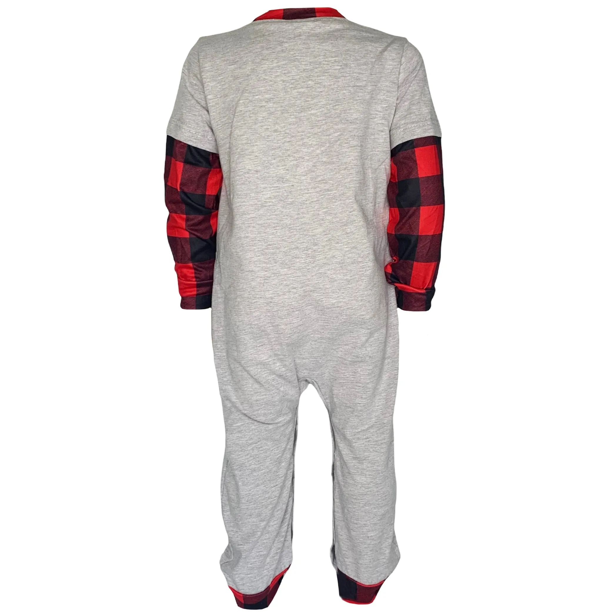 AnnLoren Baby Boys Unisex Holiday Christmas Reindeer Plaid Cotton Romper
