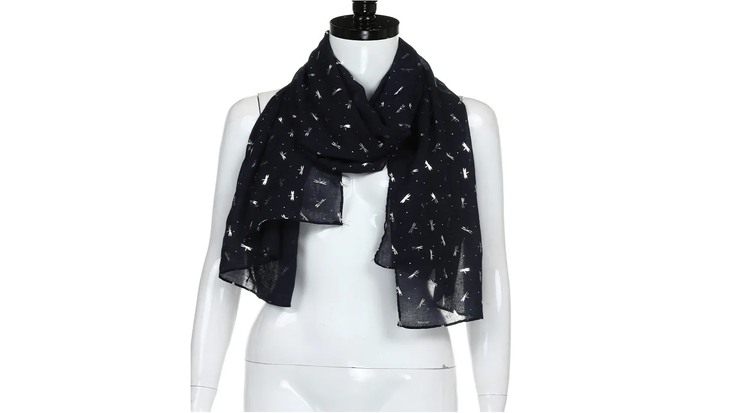 Beautiful Gold Foil Dragonfly Print Women's Scarf