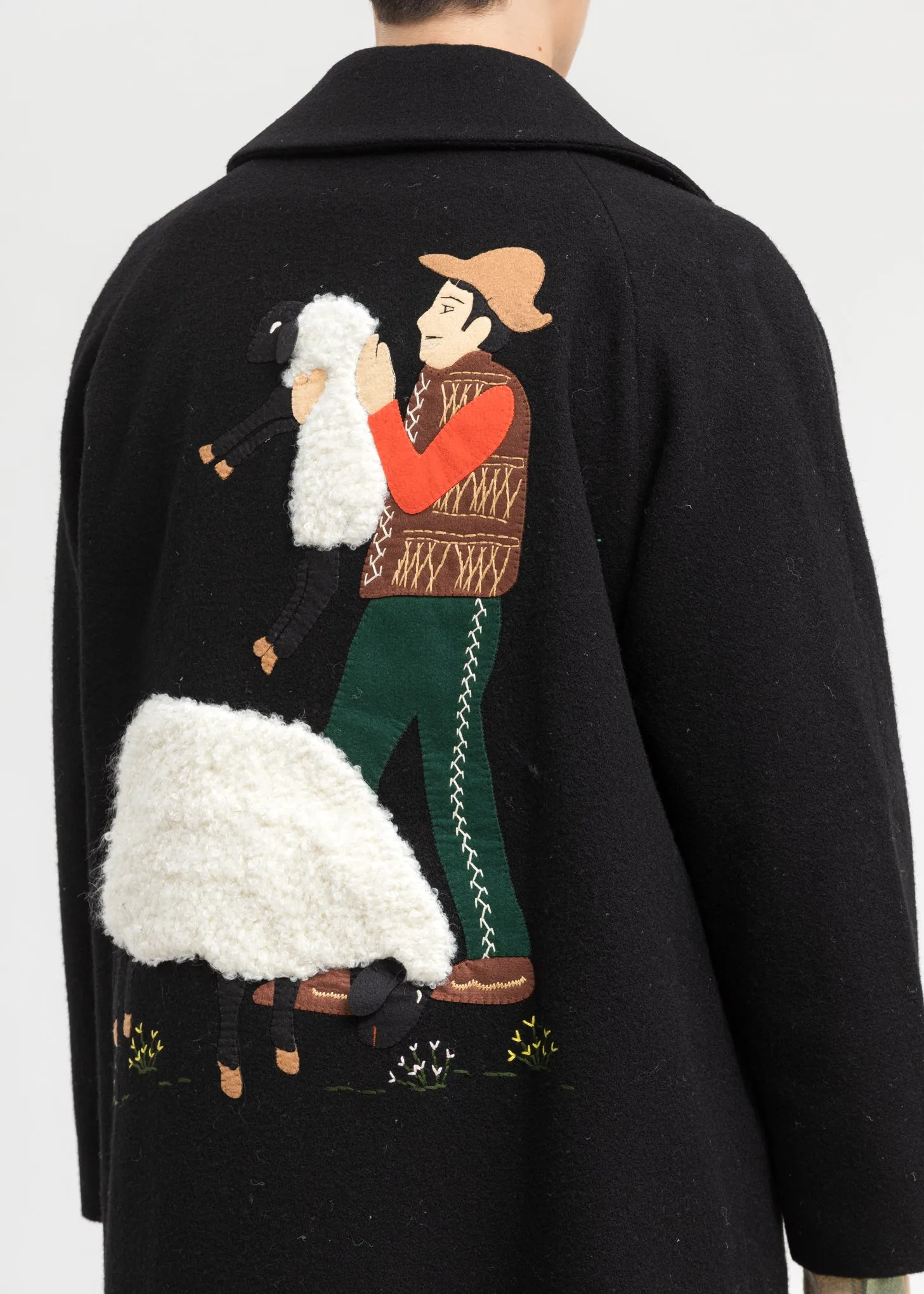 Black Surfork Wool Embroidery Coat