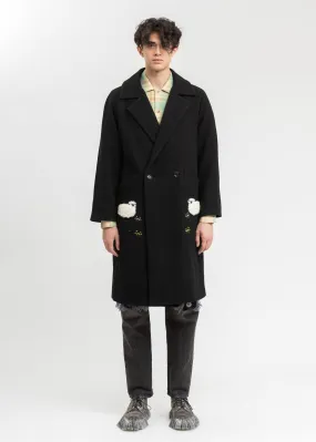 Black Surfork Wool Embroidery Coat