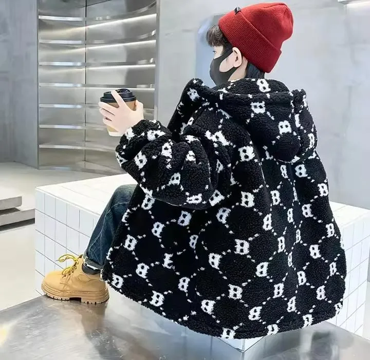 Boys' Coat Autumn And Winter New Foreign Style Children's Winter Thick Lamb Wool Coat Big Boys' Handsome Fur Coat   S2796310