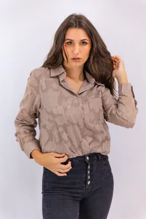 Brown Button-down Floral Shirt Dress