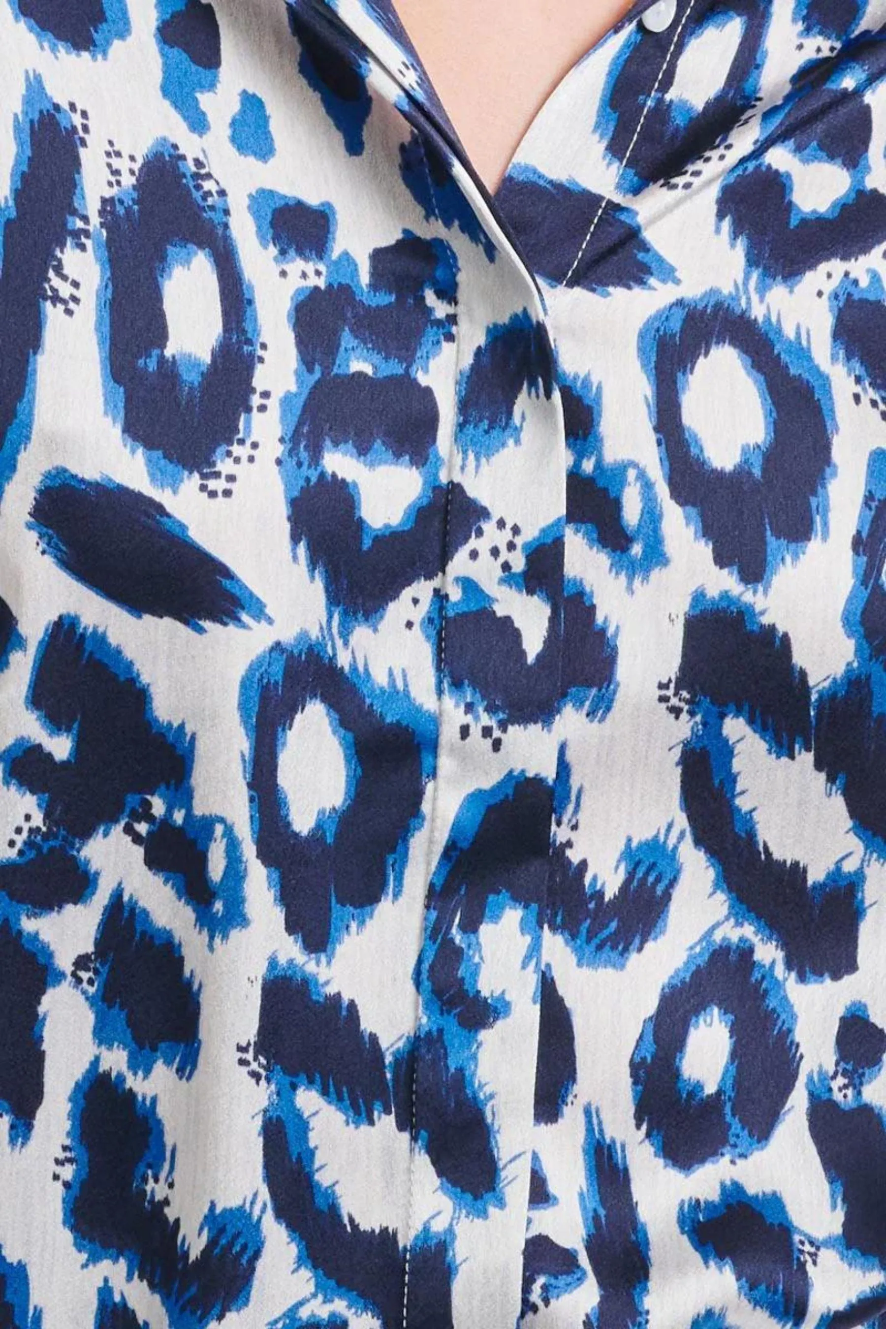 Celia Classic Shirt | Blue Leopard