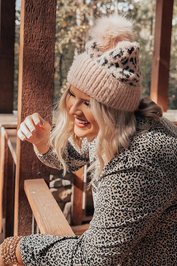 Cold Rush Faux Fur Pom Beanie In Blush