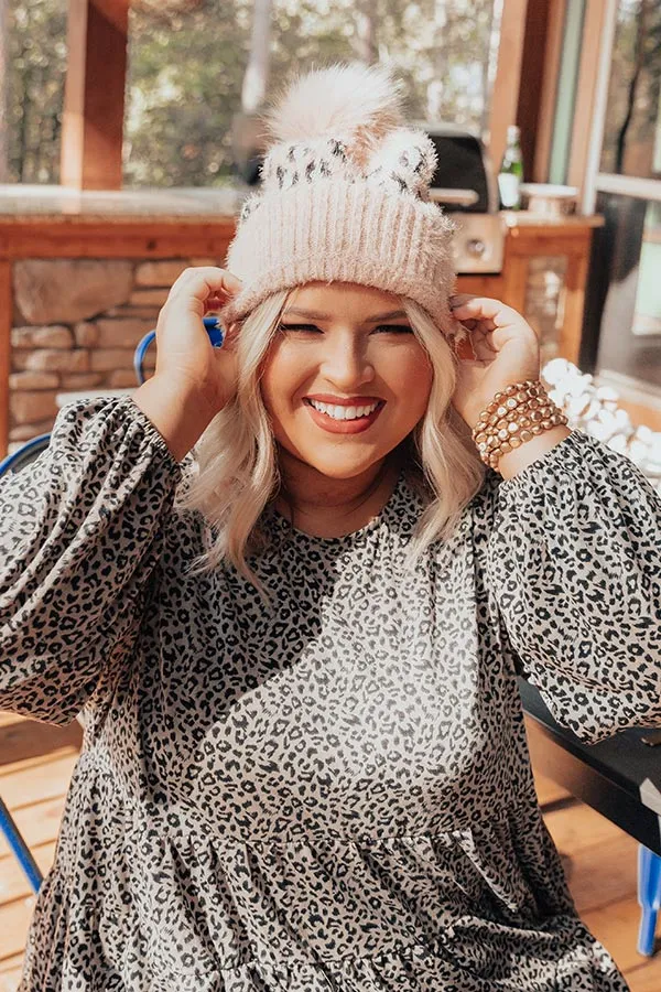 Cold Rush Faux Fur Pom Beanie In Blush