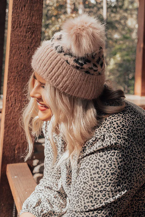 Cold Rush Faux Fur Pom Beanie In Blush