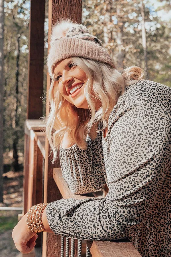 Cold Rush Faux Fur Pom Beanie In Blush