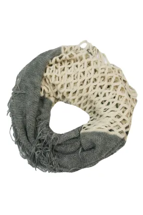 Convertible Over-sized Hand Knit Scarf in Cream & Grey