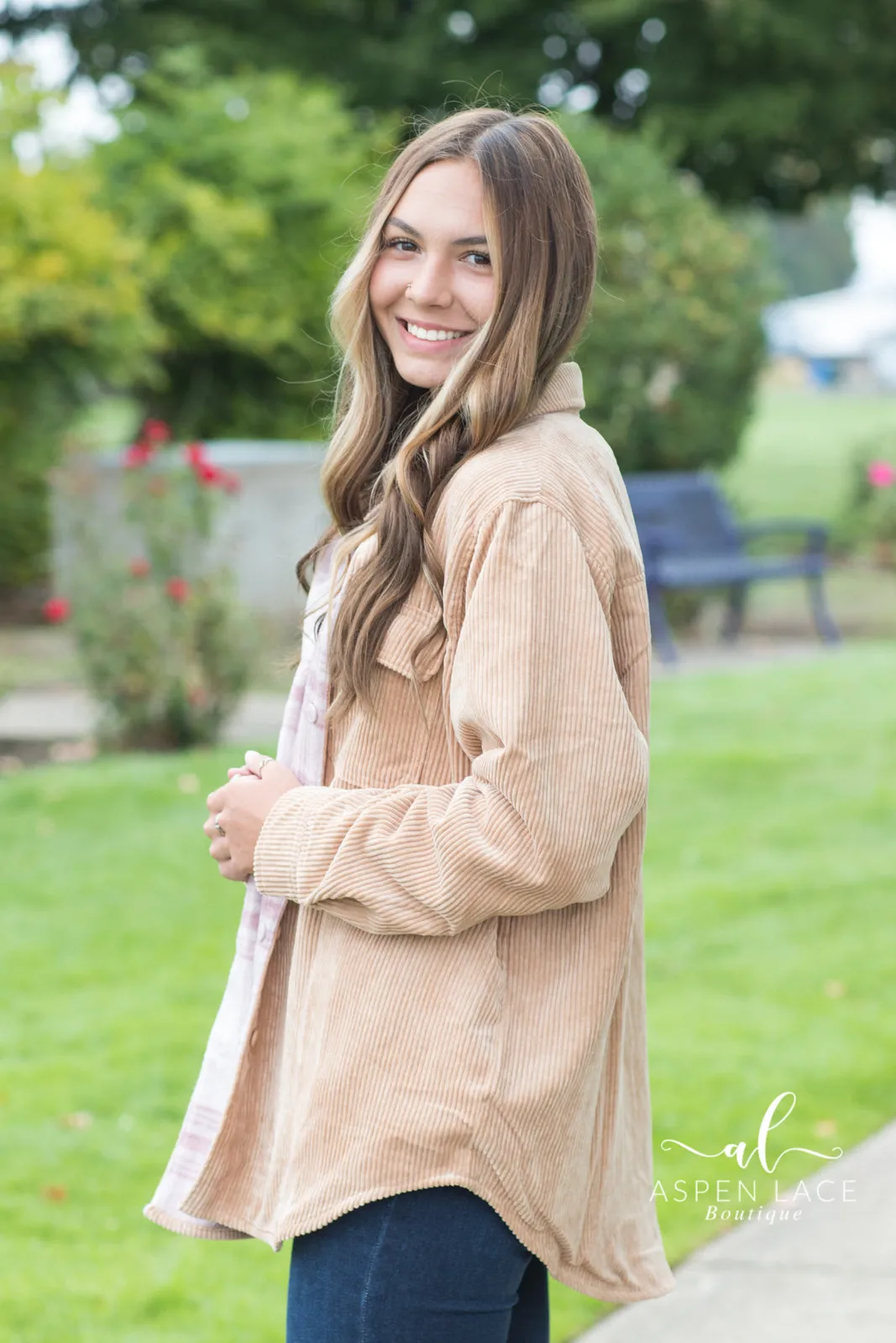 Corduroy Shacket (Camel)