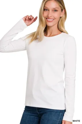 Cotton Crew Neck Long Sleeve Top