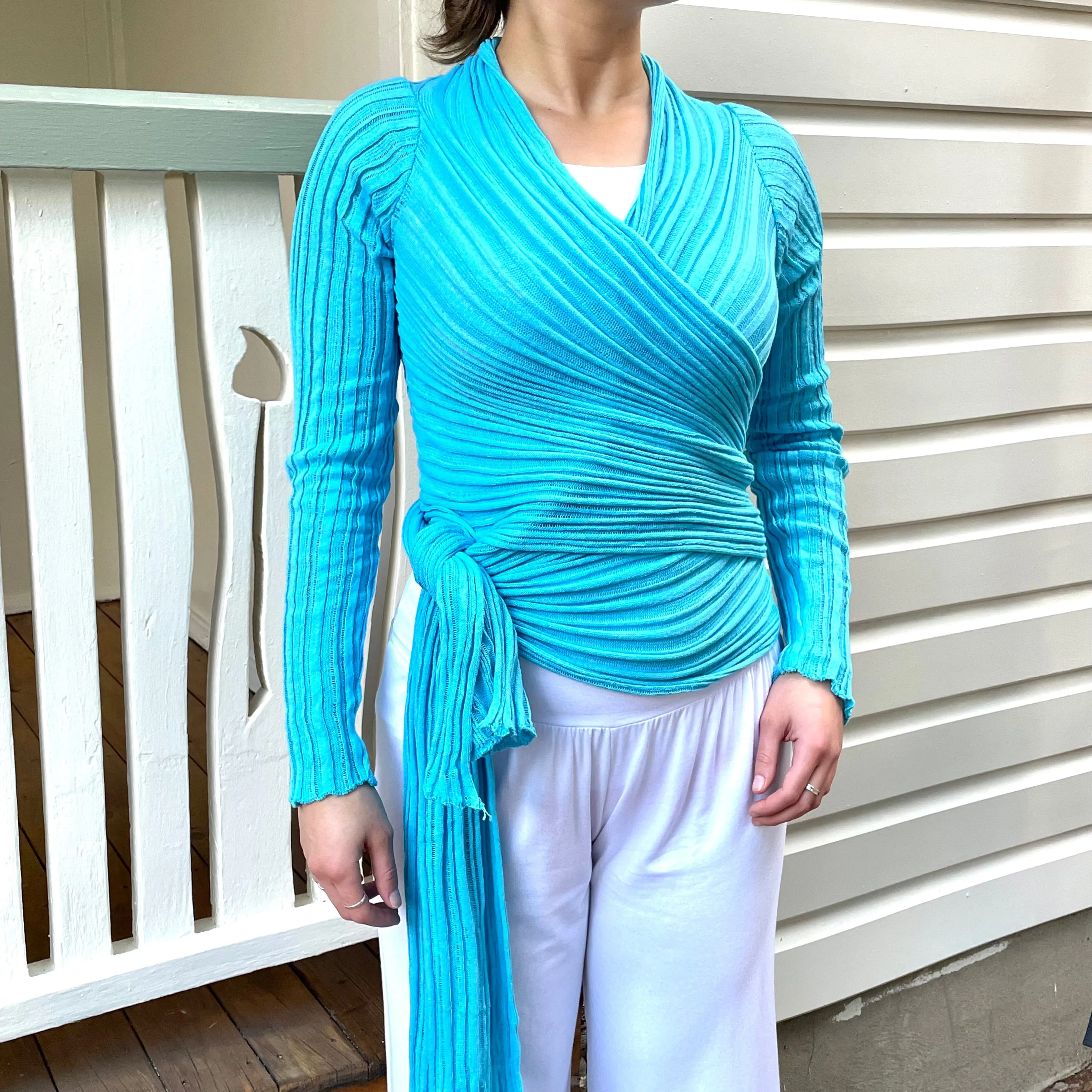 Cotton Knit Wrap Top