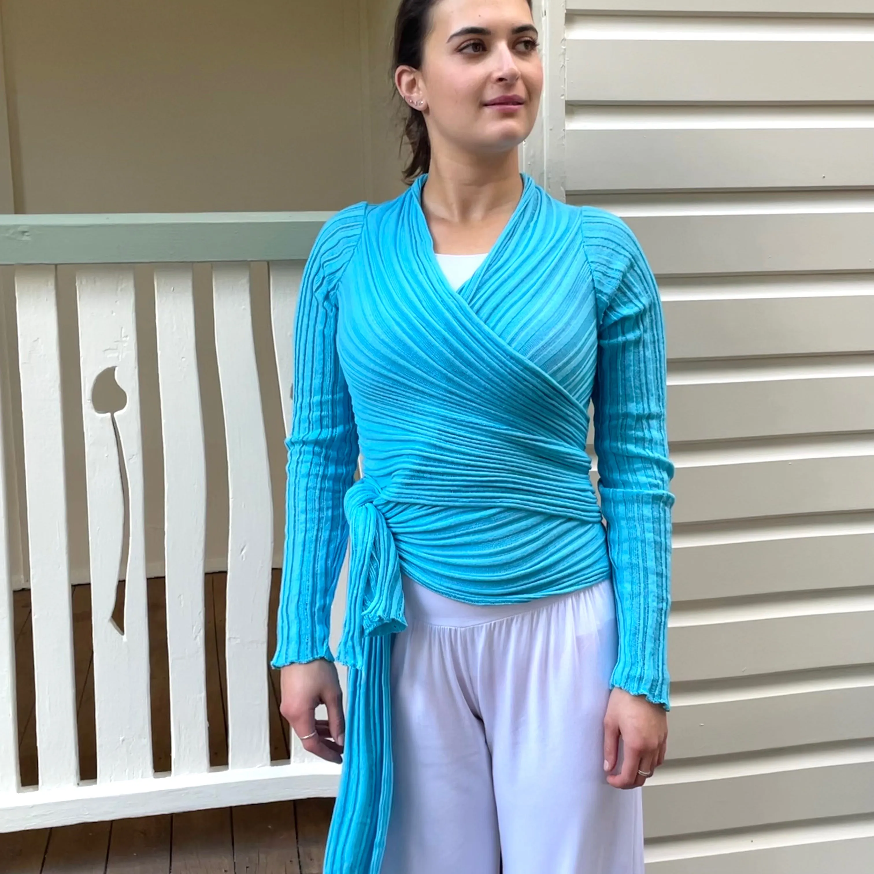 Cotton Knit Wrap Top