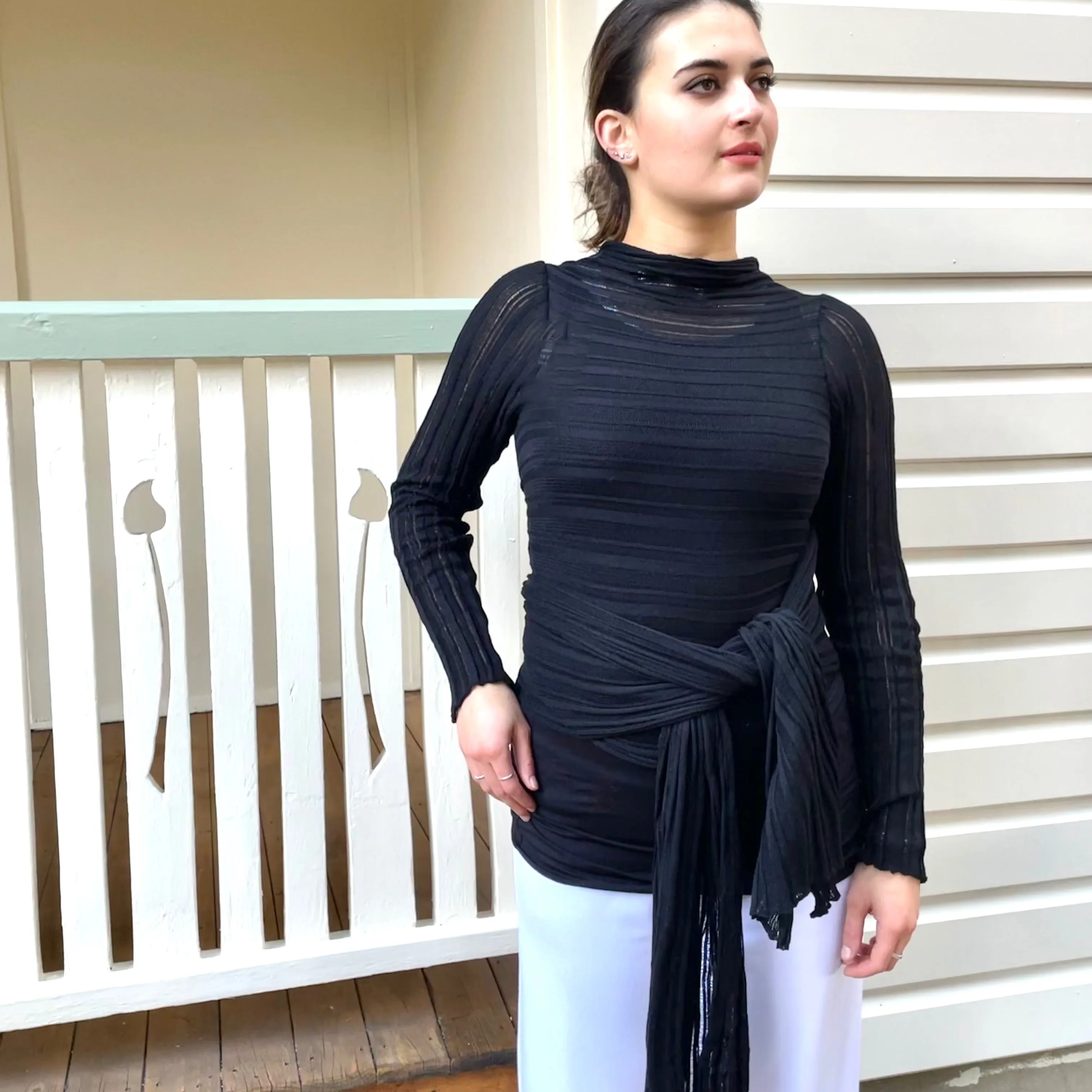 Cotton Knit Wrap Top