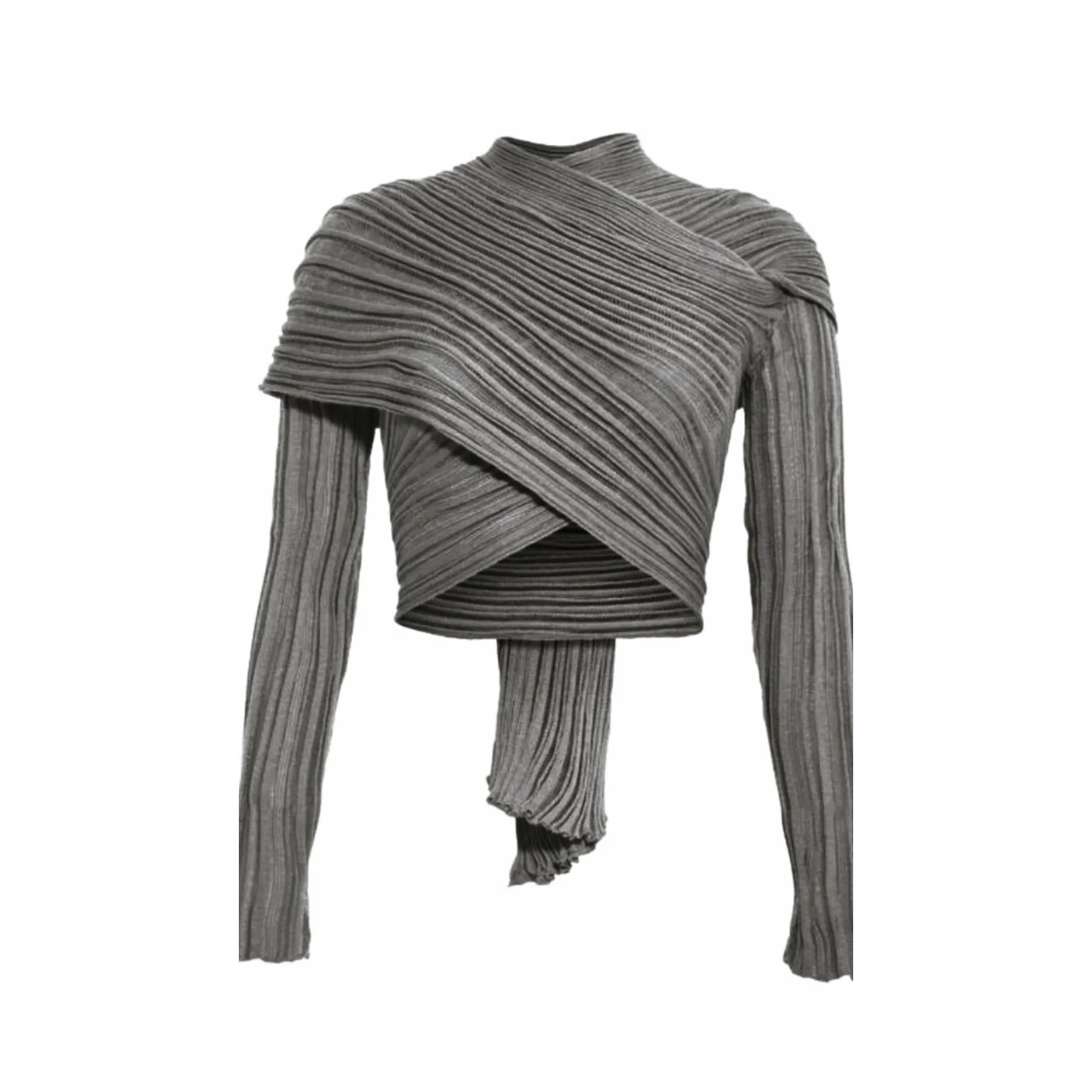 Cotton Knit Wrap Top