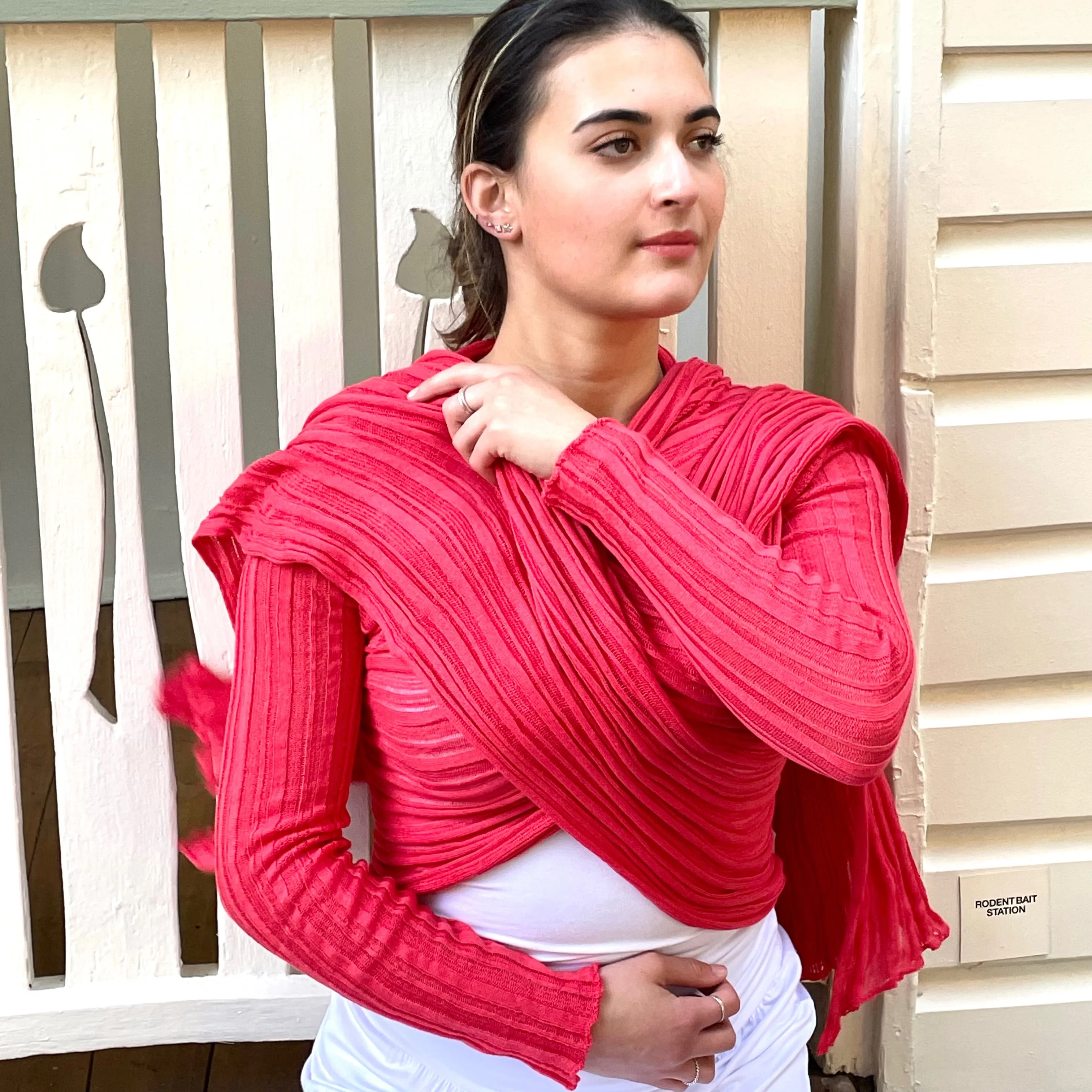 Cotton Knit Wrap Top