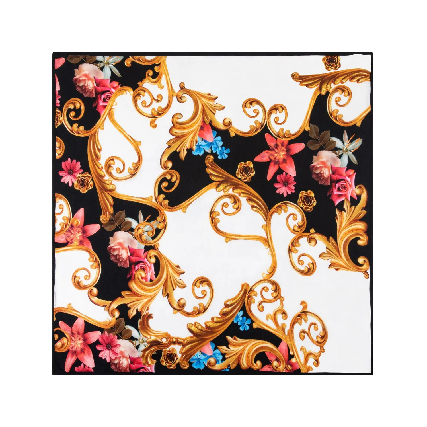 Cream Black Floral Scarf