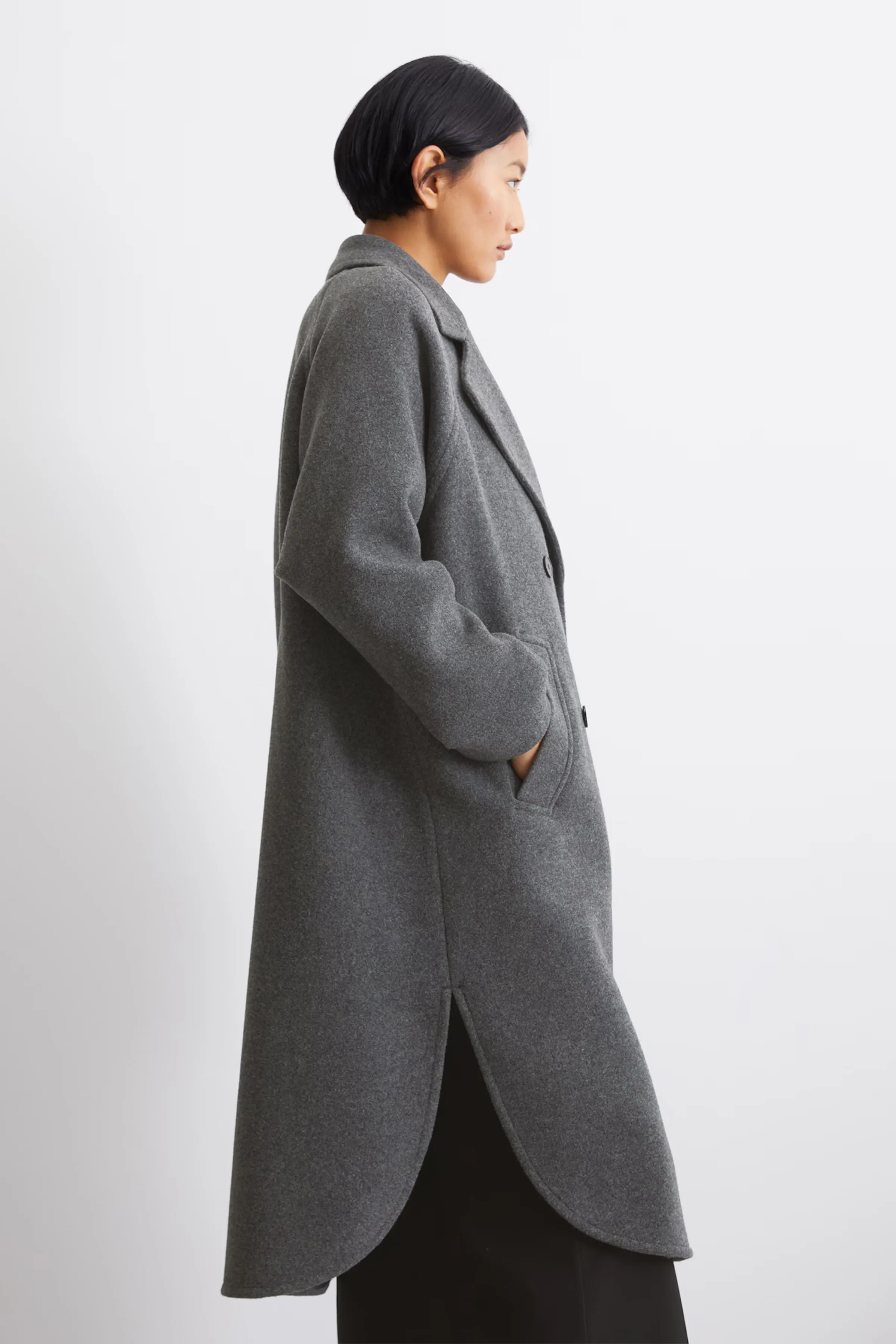 Deep Grey Wool Cape Style Coat