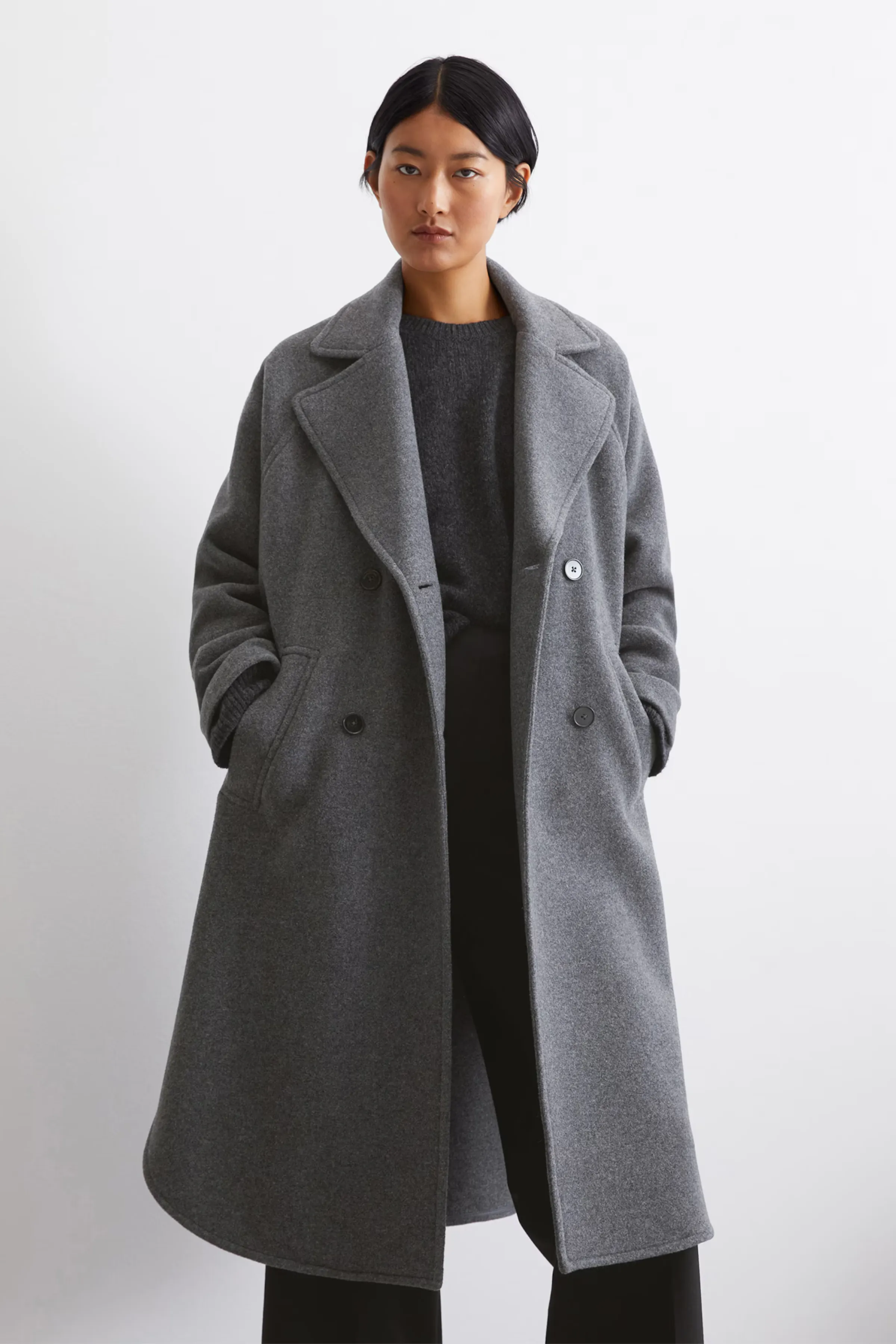 Deep Grey Wool Cape Style Coat