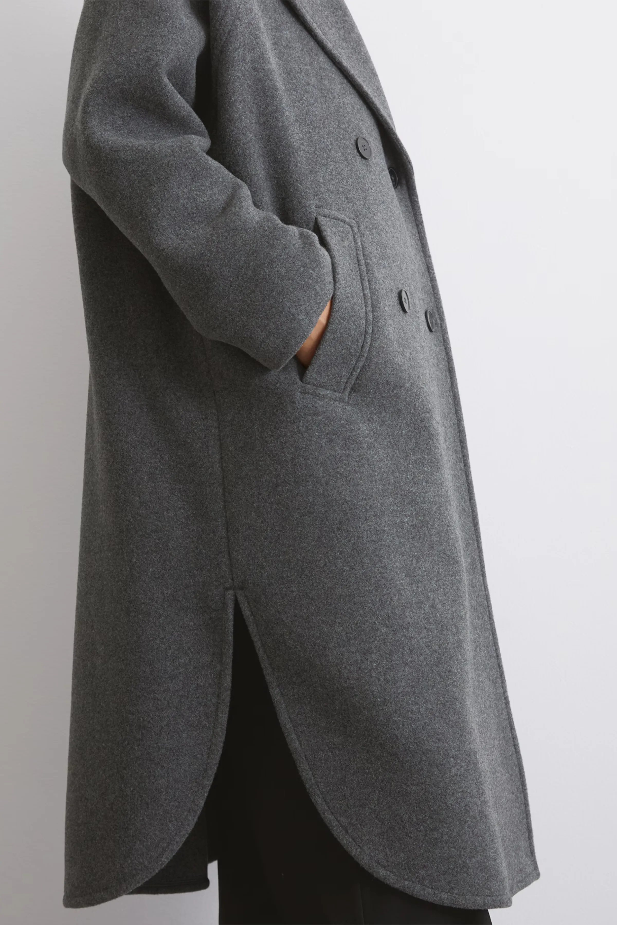 Deep Grey Wool Cape Style Coat