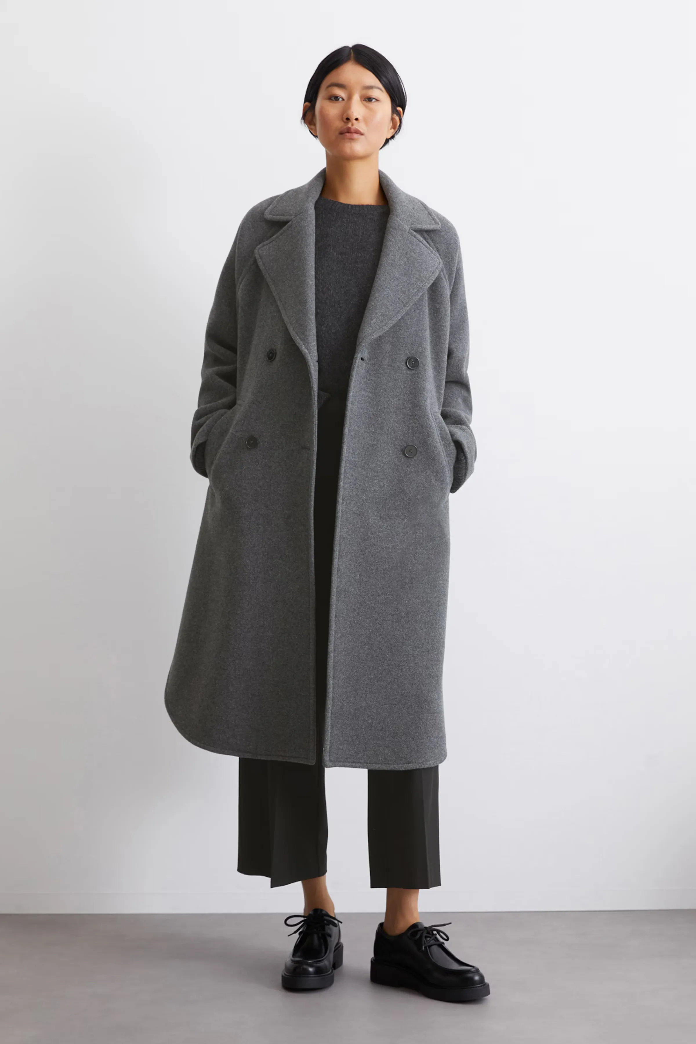 Deep Grey Wool Cape Style Coat
