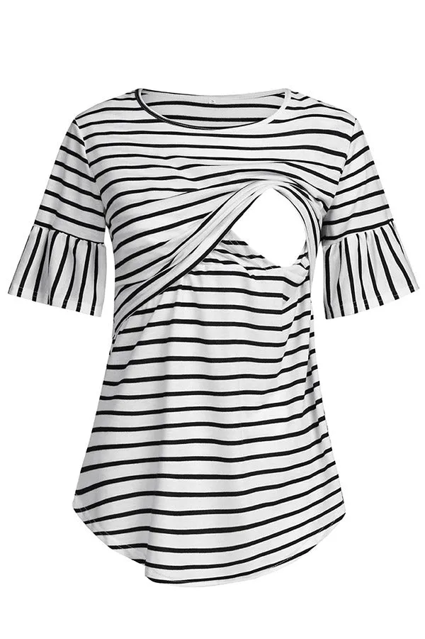 Double-layer Striped Fashion Nursing Top