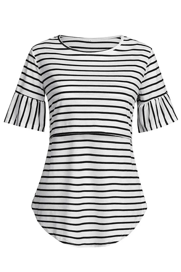 Double-layer Striped Fashion Nursing Top