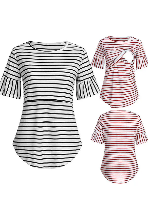 Double-layer Striped Fashion Nursing Top