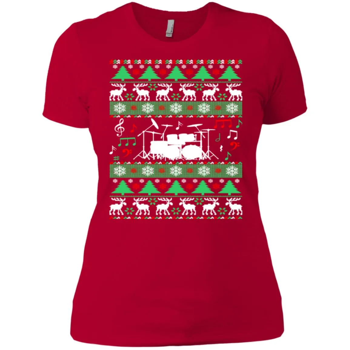Drums Drummer Ugly Christmas Women T-Shirt