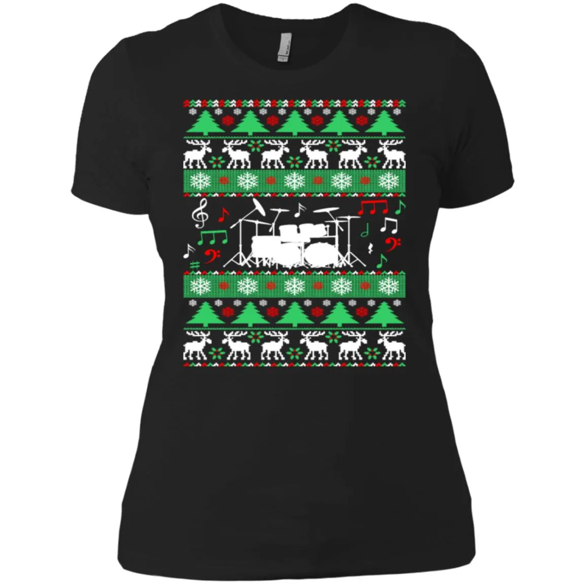 Drums Drummer Ugly Christmas Women T-Shirt