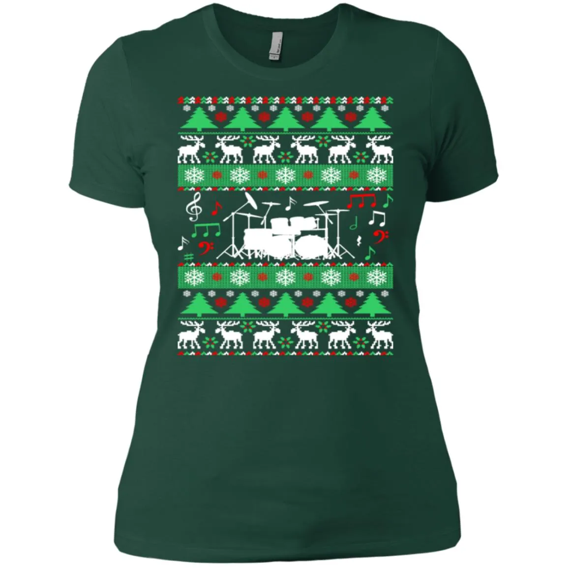 Drums Drummer Ugly Christmas Women T-Shirt