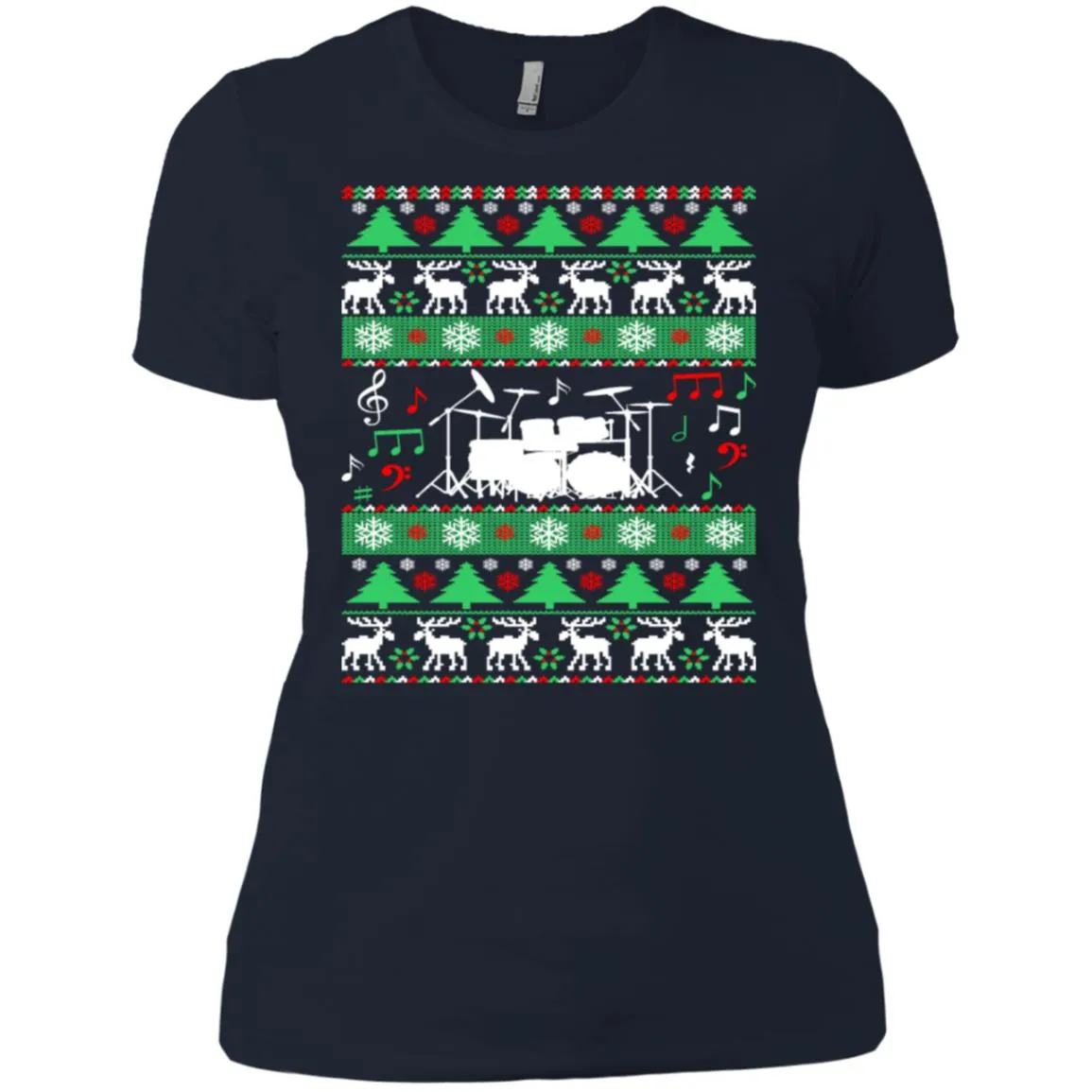 Drums Drummer Ugly Christmas Women T-Shirt