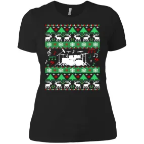 Drums Drummer Ugly Christmas Women T-Shirt
