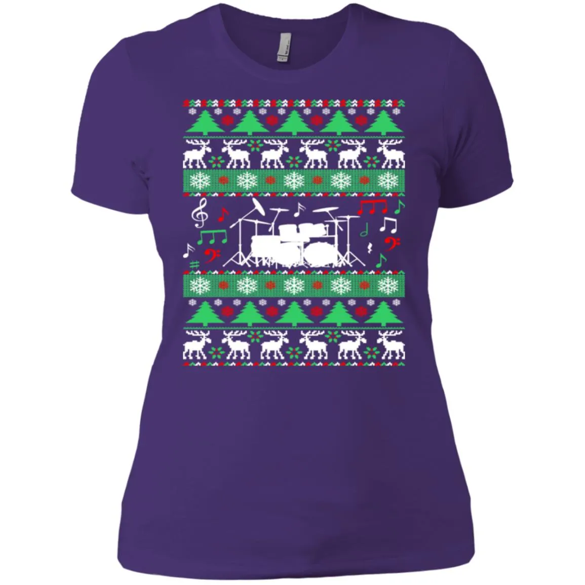 Drums Drummer Ugly Christmas Women T-Shirt