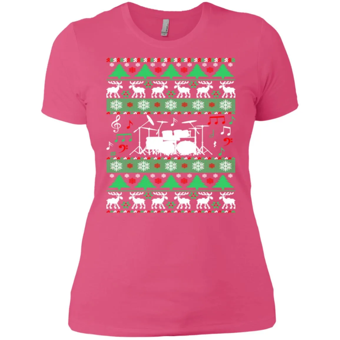 Drums Drummer Ugly Christmas Women T-Shirt