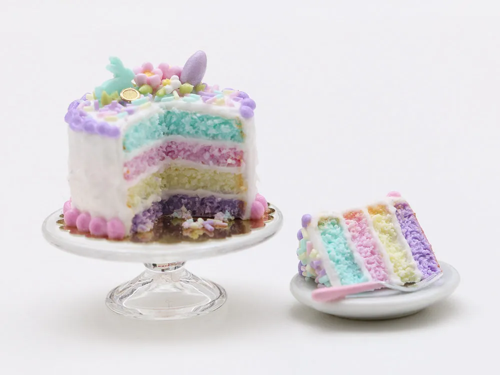 Easter Layer Cake in Pastel Colours - Miniature Food