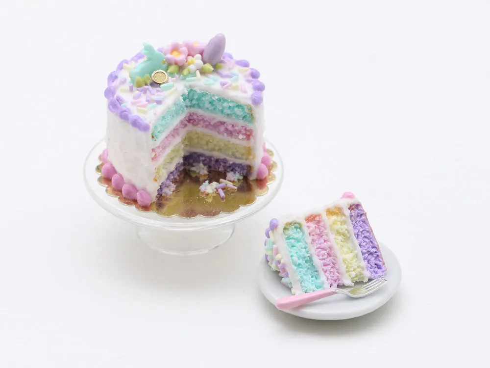 Easter Layer Cake in Pastel Colours - Miniature Food
