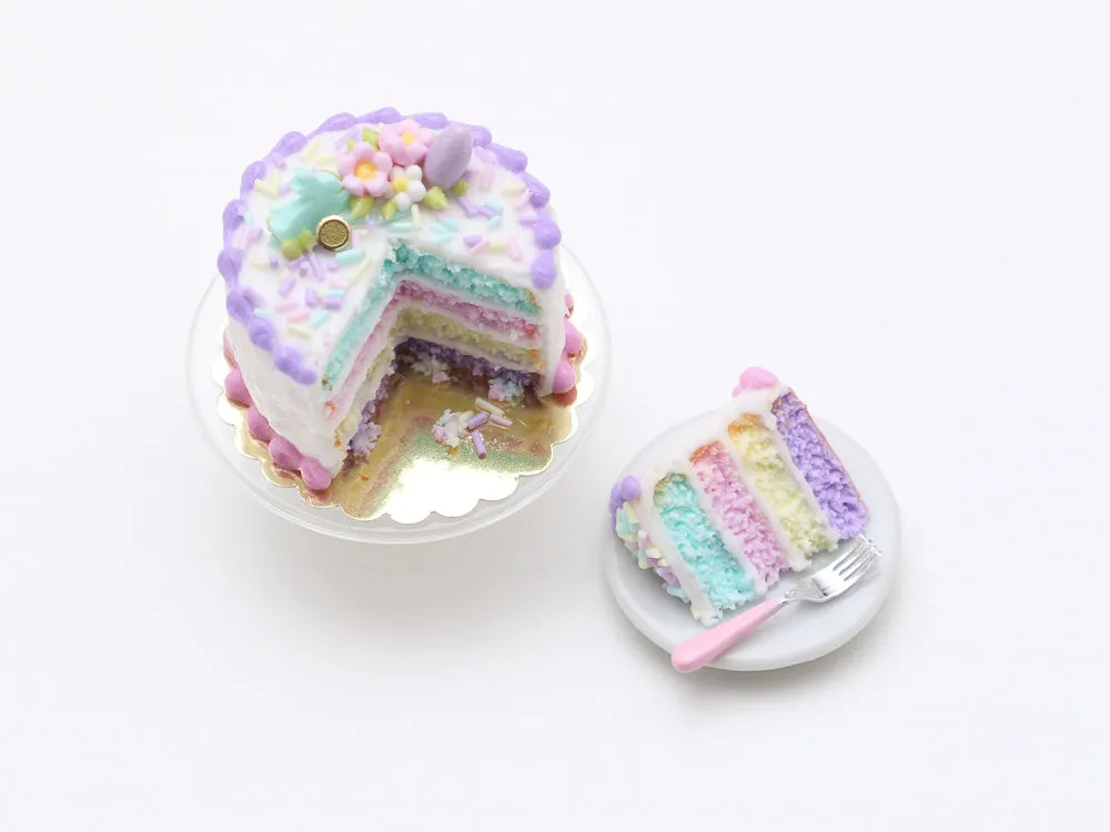 Easter Layer Cake in Pastel Colours - Miniature Food