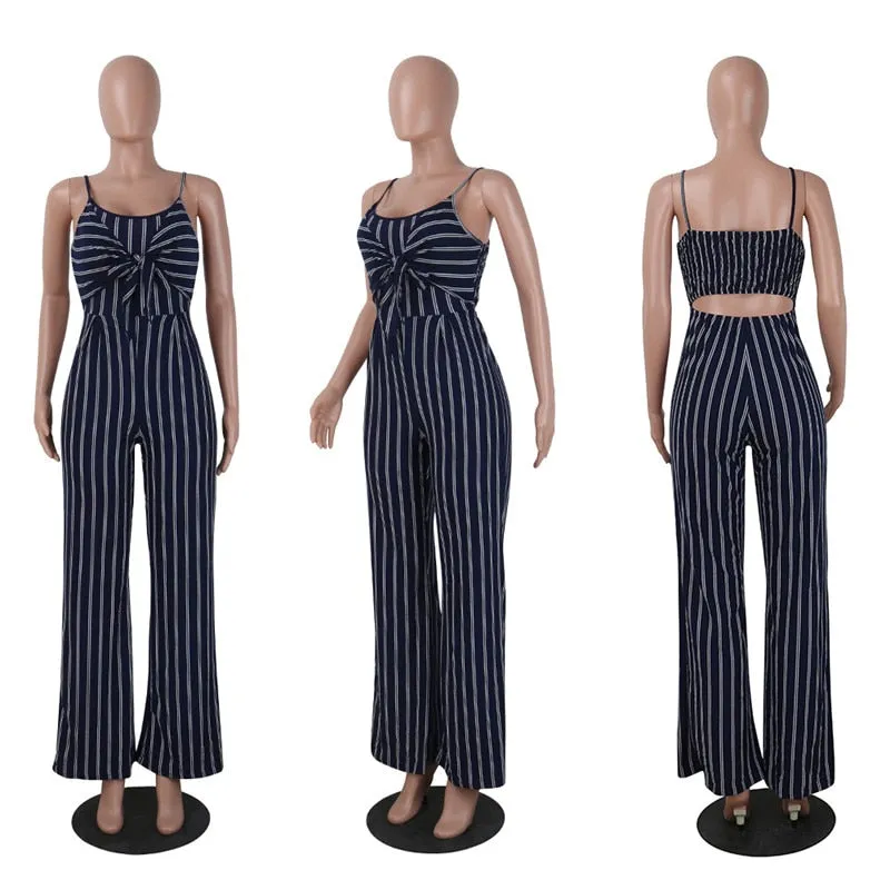 Elegant Striped Sexy Spaghetti Strap Rompers Jumpsuits