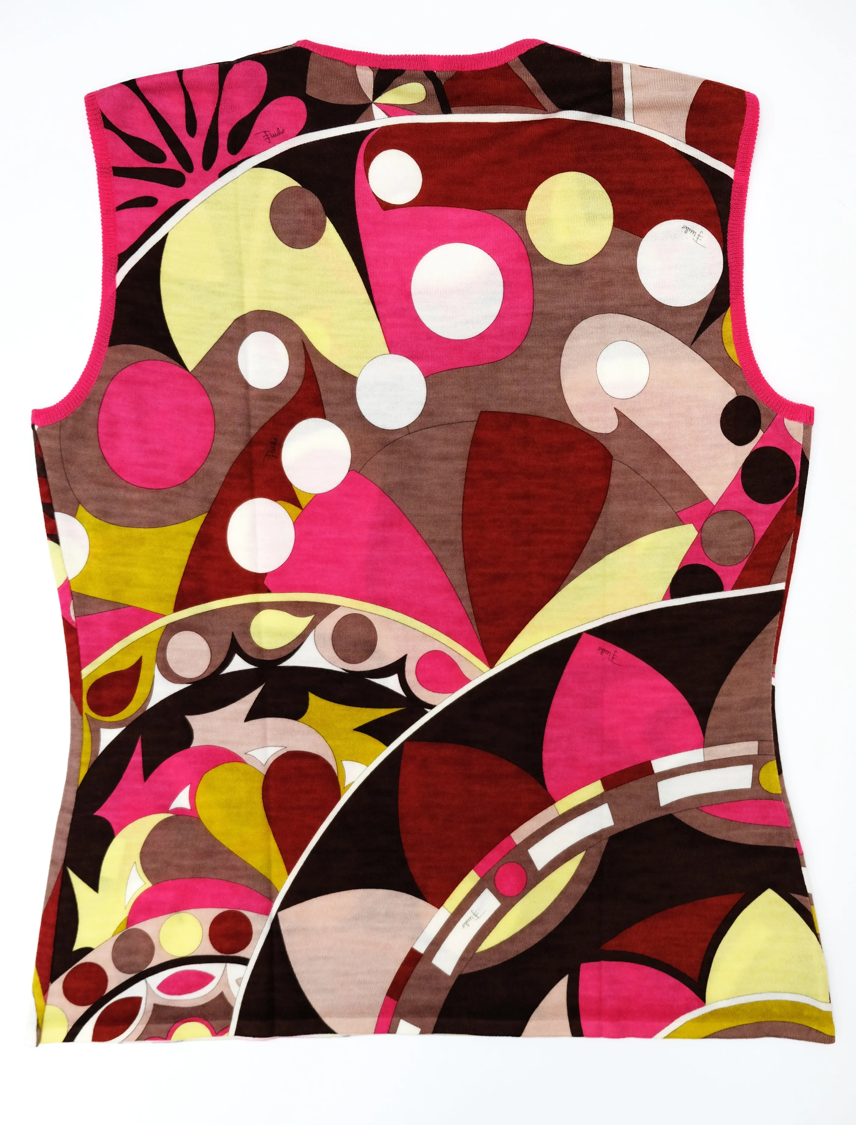 Emilio Pucci Geometric Signature Print Sleeveless Knit Top, UK12-14