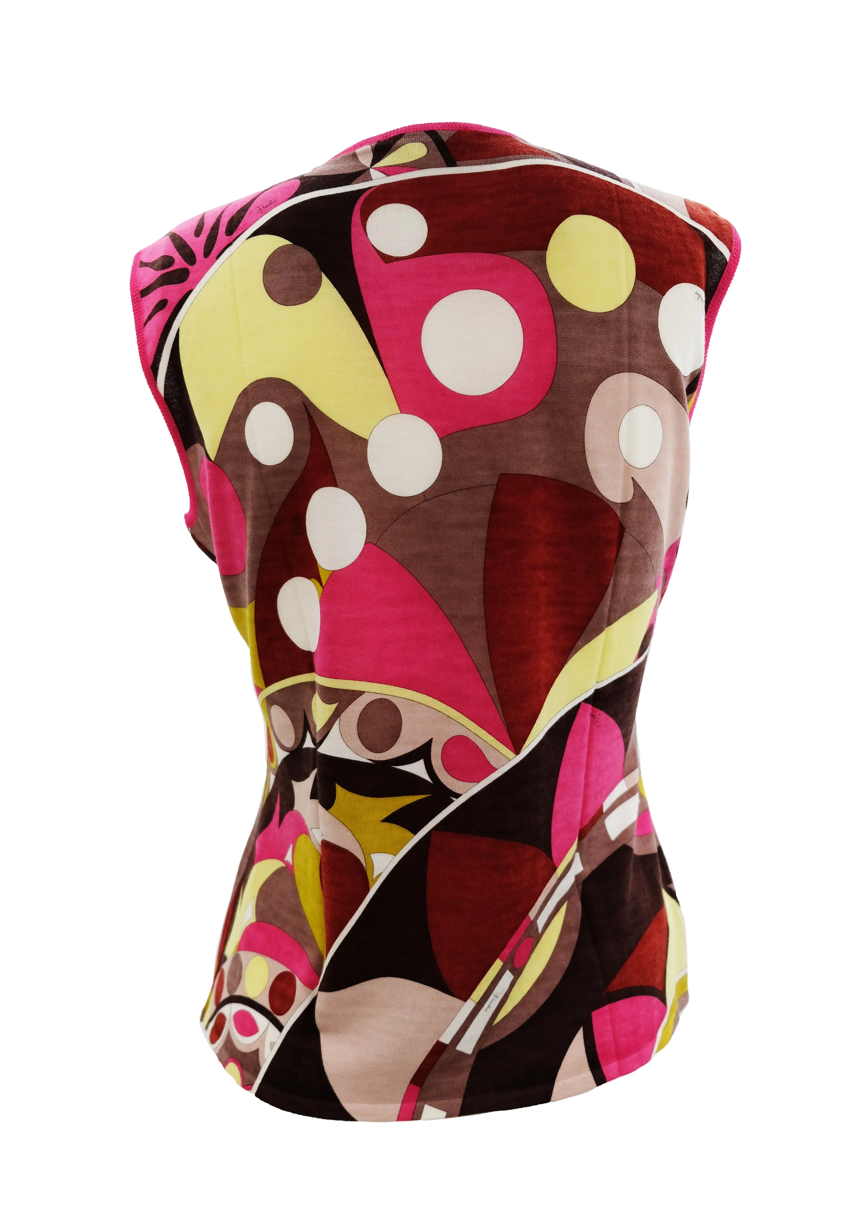 Emilio Pucci Geometric Signature Print Sleeveless Knit Top, UK12-14