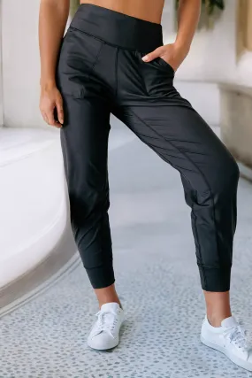 Exposed Seam High Waist Pocketed Joggers