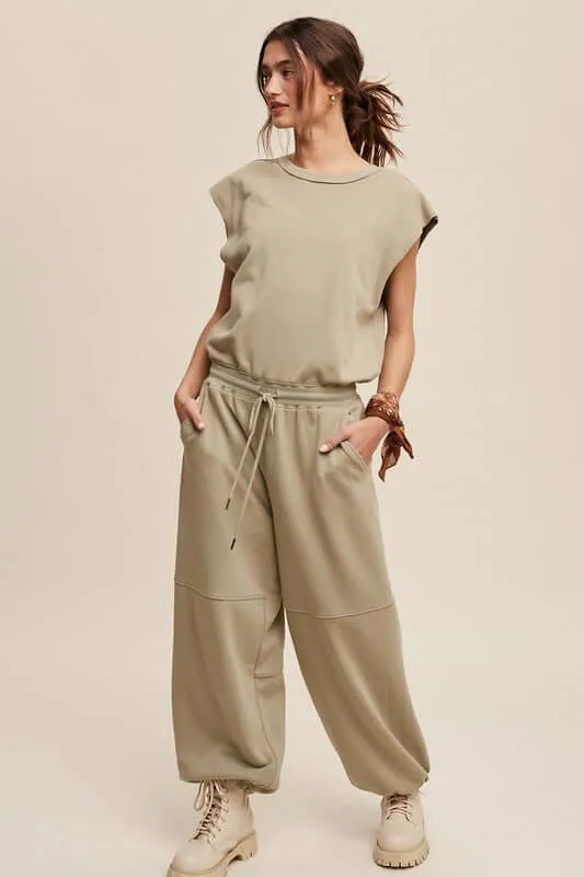 French Terry Loose Jogger Jumpsuit