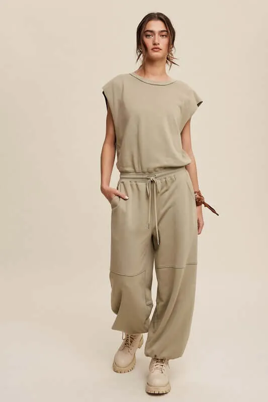 French Terry Loose Jogger Jumpsuit