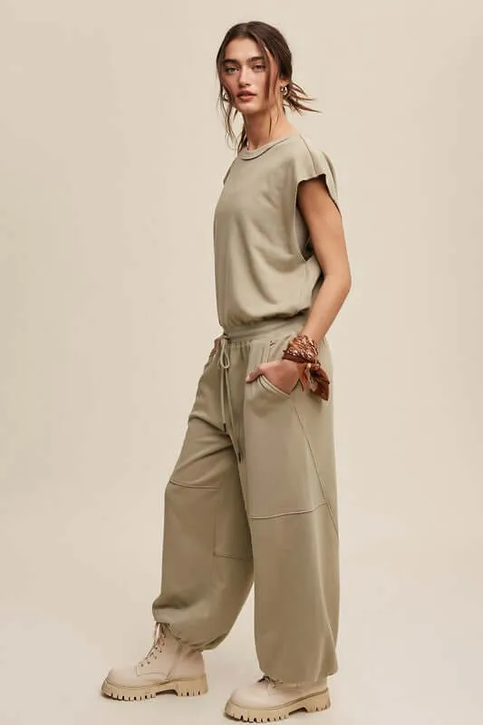 French Terry Loose Jogger Jumpsuit